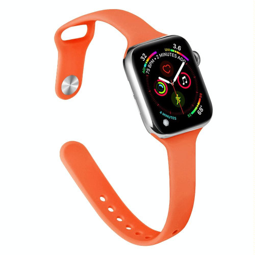 Slimming Silicone Watch Band For Apple Watch Series 9&8&7 41mm / SE 3&SE 2&6&SE&5&4 40mm / 3&2&1 38mm(Papaya)