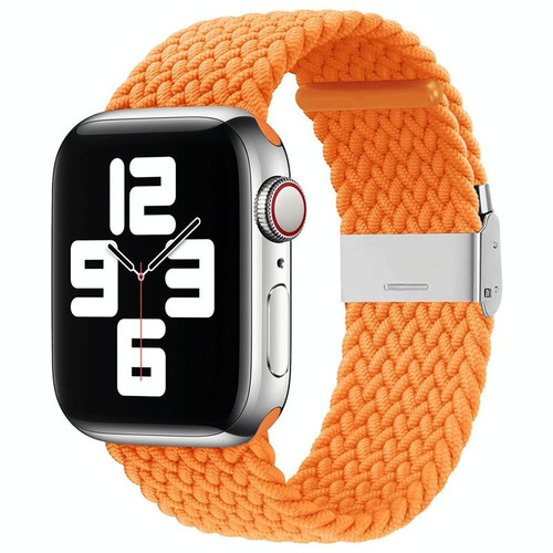 Nylon Braid One Buckle Watch Band For Apple Watch Series 9&8&7 41mm / SE 3&SE 2&6&SE&5&4 40mm / 3&2&1 38mm(Orange)