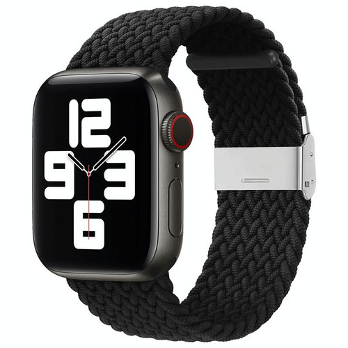 Nylon Braid One Buckle Watch Band For Apple Watch Series 9&8&7 41mm / SE 3&SE 2&6&SE&5&4 40mm / 3&2&1 38mm(Black)