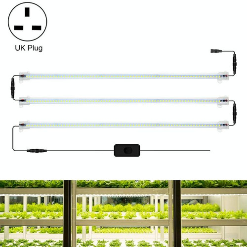 LED Plant Lamp Household Full Spectral Filling Hard Lamp Strip, Style: 50cm 3 Head(Sun Light UK Plug)