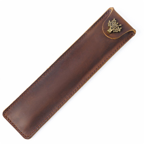 Cowhide Pencil Case Personalized Retro Handmade First Layer Cowhide Pen Case(Crazy Horse Skin Brown)