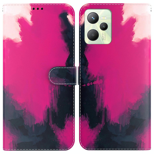 For OPPO Realme C35 Watercolor Pattern Horizontal Flip Leather Phone Case(Berry)