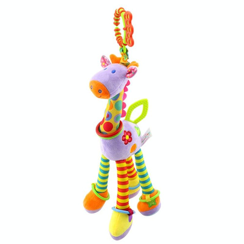 Baby Carriage Hanging Toy 0-1 Year Old Bell Teether Giraffe Bed Bell(Purple)