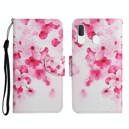 For Samsung Galaxy A20e Painted Pattern Horizontal Flip Leather Case with Holder & Card Slot & Wallet(Red Flower)
