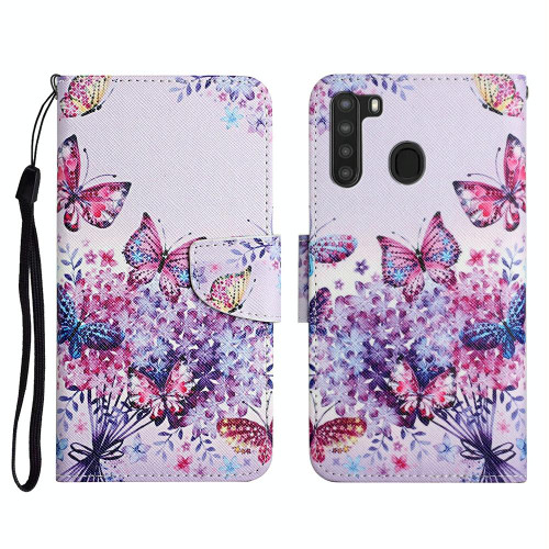 For Samsung Galaxy A21 Painted Pattern Horizontal Flip Leather Case with Holder & Card Slot & Wallet(Bright Butterfly)