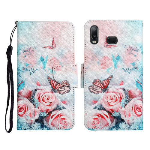 For Samsung Galaxy A10s Painted Pattern Horizontal Flip Leather Case with Holder & Card Slot & Wallet(Peony Butterfly)