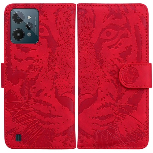 For OPPO Realme C31 Tiger Embossing Pattern Leather Phone Case(Red) For OPPO Realme C31 Tiger Embossing Pattern Leather Phone Case(Red)