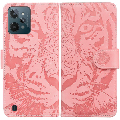 For OPPO Realme C31 Tiger Embossing Pattern Leather Phone Case(Pink) For OPPO Realme C31 Tiger Embossing Pattern Leather Phone Case(Pink)