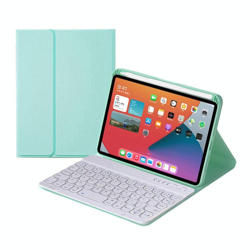 HY006 Round Keys Detachable Bluetooth Keyboard Leather Tablet Case with Holder for iPad mini 6(Mint Green)