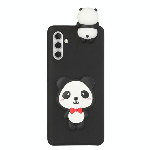 For Samsung Galaxy A13 5G Shockproof 3D Lying Cartoon TPU Phone Case(Panda with Red Bow)