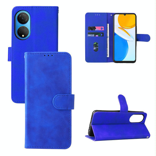 For Honor X7 Skin Feel Magnetic Buckle Calf Texture PU Phone Case(Blue)