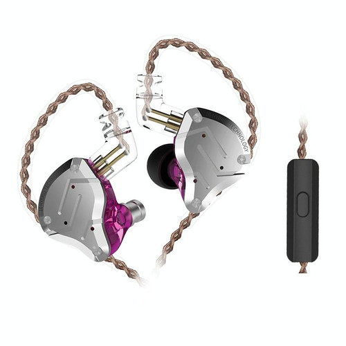 KZ ZS10 Pro 10-unit Ring Iron Gaming In-ear Wired Earphone, Mic Version(Purple)