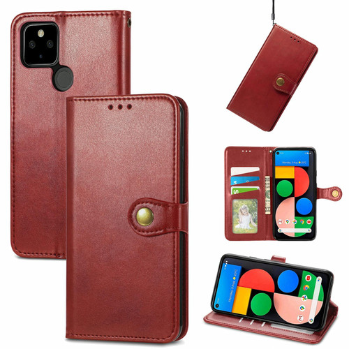 For Google Pixel 5a 5G Solid Color Leather Buckle Phone Case with Lanyard & Photo Frame & Card Slot & Wallet & Stand Function(Red) For Google Pixel 5a 5G Solid Color Leather Buckle Phone Case with Lanyard & Photo Frame & Card Slot & Wallet & Stand Function(Red)