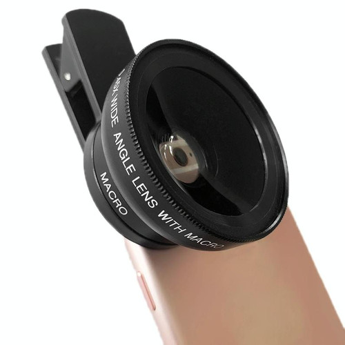 2 PCS 0.45X Ultra-Wide-Angle Macro Combination Mobile Phone External Lens With Clip(Black)