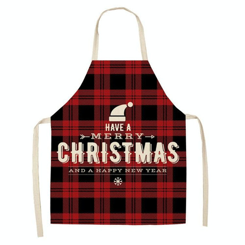 2 PCS Christmas Plaid Series Cotton And Linen Apron Household Cleaning Overalls, Specification: 47 x 38cm(WQ-001327)