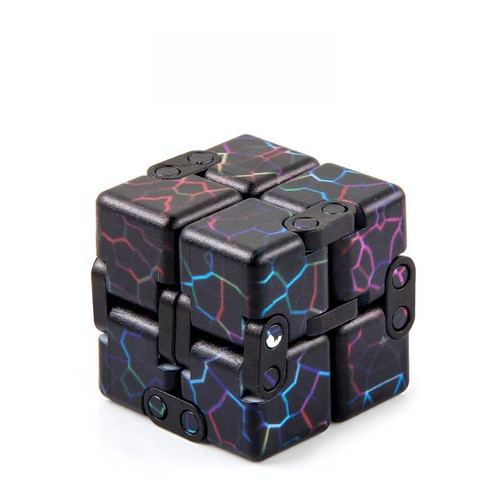 3 PCS Unlimited Magics Cube Colorful UV Printing Pocket Magic Cube Variety Folding Fingertip Magic Cube Decompression Toy(No.168-8-35 Colored Cracks)