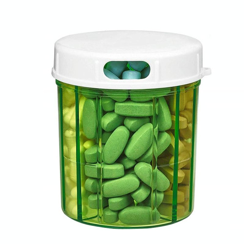 S-052 Round Transparent Plastic Pill Box Storage Box(9x9x10cm)
