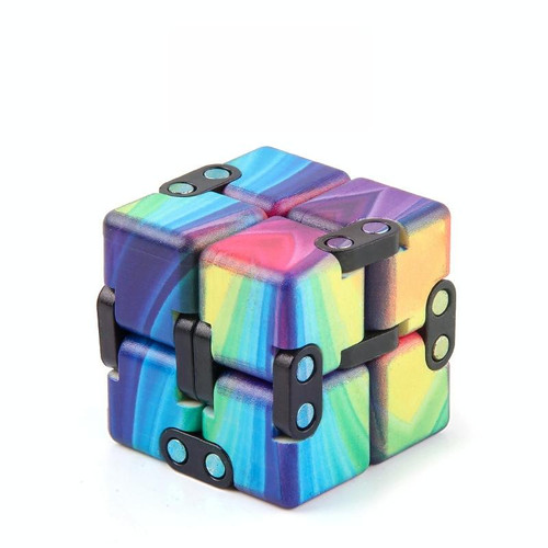 3 PCS Unlimited Magics Cube Colorful UV Printing Pocket Magic Cube Variety Folding Fingertip Magic Cube Decompression Toy(NO.168-8-37 Color Stripe Pattern)