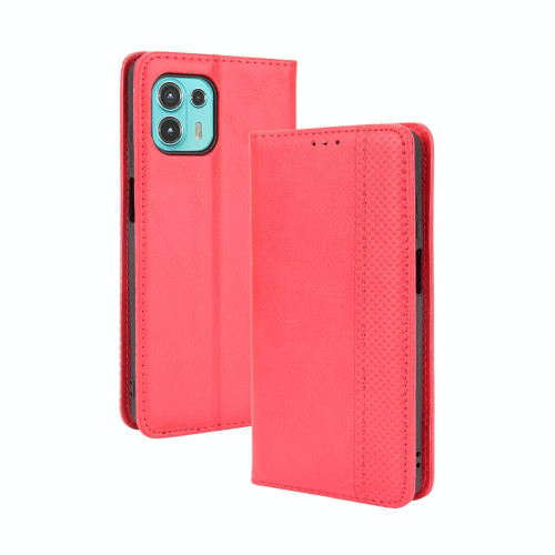 For Motorola Edge 20 Lite Magnetic Buckle Retro Crazy Horse Texture Horizontal Flip Leather Case with Holder & Card Slots & Photo Frame(Red)