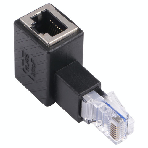 RJ45 Male to Female Converter 90 Degrees Extension Adapter for Cat5 Cat6 LAN Ethernet Network Cable