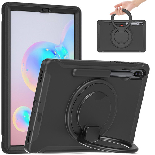 For Samsung Galaxy Tab S6 T860 Shockproof TPU + PC Protective Case with 360 Degree Rotation Foldable Handle Grip Holder & Pen Slot(Black)