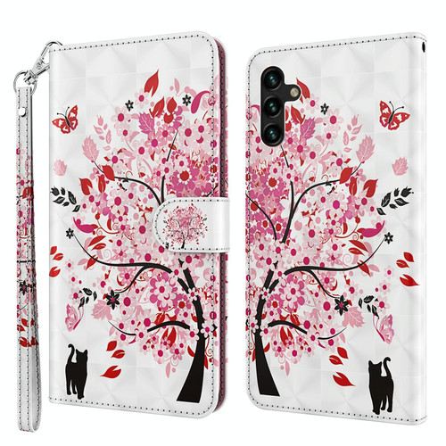 For Samsung Galaxy A13 5G 3D Painting Pattern TPU + PU Leather Phone Case(Cat Under The Tree)