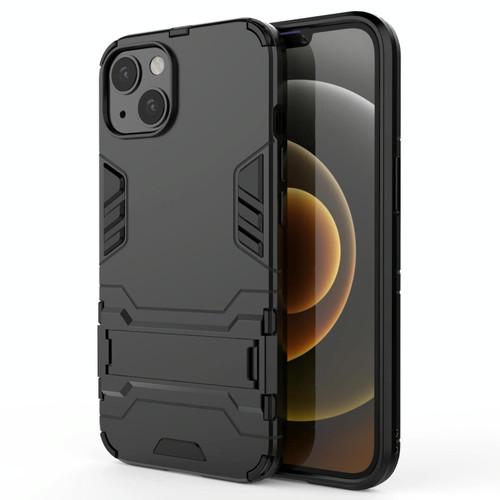 For iPhone 13 PC + TPU Shockproof Protective Case with Invisible Holder(Black)