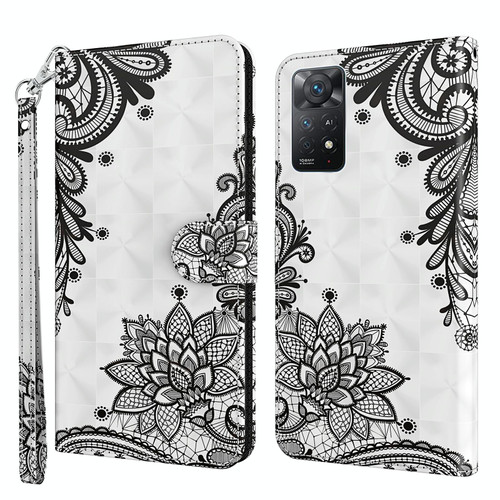 For Xiaomi Redmi Note 11 Pro 4G / 5G International Version 3D Painting Pattern TPU + PU Leather Phone Case(Diagonal Black Flower) For Xiaomi Redmi Note 11 Pro 4G / 5G International Version 3D Painting Pattern TPU + PU Leather Phone Case(Diagonal Black Flower)