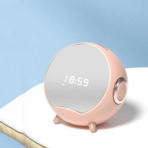 Mini Desktop Multi-Function Smart Wireless Charging Bluetooth Speaker with Alarm Clock & Phone Holder Function(Pink)