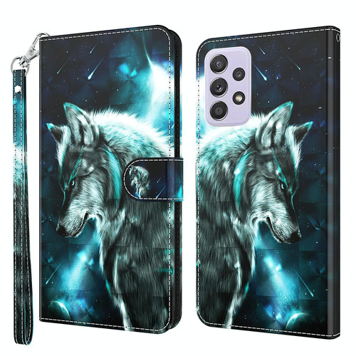 For Samsung Galaxy A13 4G 3D Painting Pattern TPU + PU Leather Phone Case(Wolf)
