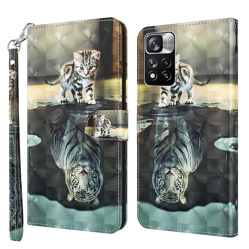 For Xiaomi Redmi Note 11 3D Painting Pattern TPU + PU Leather Phone Case(Cat Tiger) For Xiaomi Redmi Note 11 3D Painting Pattern TPU + PU Leather Phone Case(Cat Tiger)