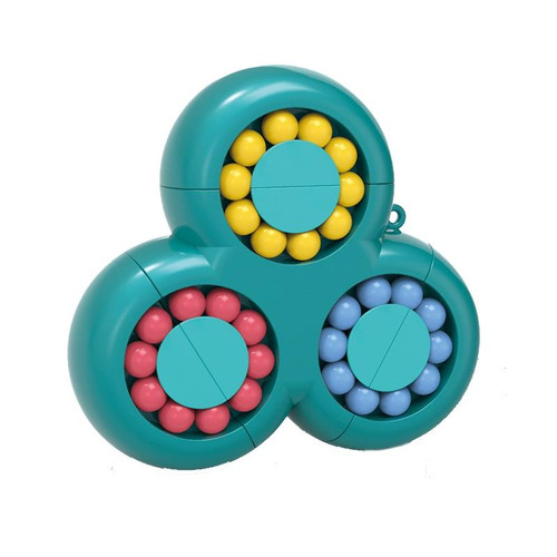 4 PCS  Rotating Magic Beans Decompression Educational Toys Children Fingertip Magic Cube Toys(Triangle Turquoise)