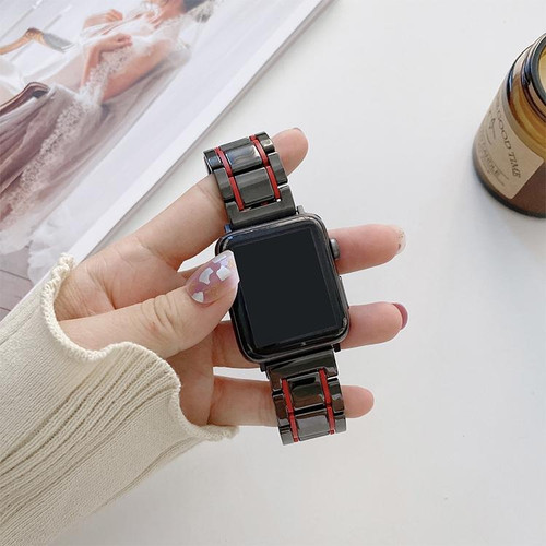 Five Beads Ceramic Steel Watch Band For Apple Watch Ultra 49mm&Watch Ultra 2 49mm / Series 9&8&7 45mm / SE 3&SE 2&6&SE&5&4 44mm / 3&2&1 42mm(Black + Red) Five Beads Ceramic Steel Watch Band For Apple Watch Ultra 49mm&Watch Ultra 2 49mm / Series 9&8&7 45mm / SE 3&SE 2&6&SE&5&4 44mm / 3&2&1 42mm(Black + Red)