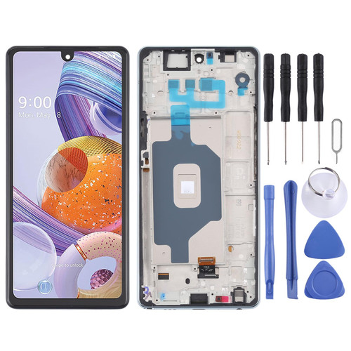 Original LCD Screen for LG Stylo 6 / K71 LMQ730TM LM-Q730TM LMQ730HA LM-Q730HA Digitizer Full Assembly with Frame (Silver)