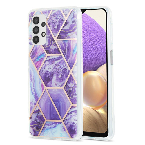 For Samsung Galaxy A23 4G / 5G Electroplating IMD Splicing Marble TPU Phone Case(Dark Purple)