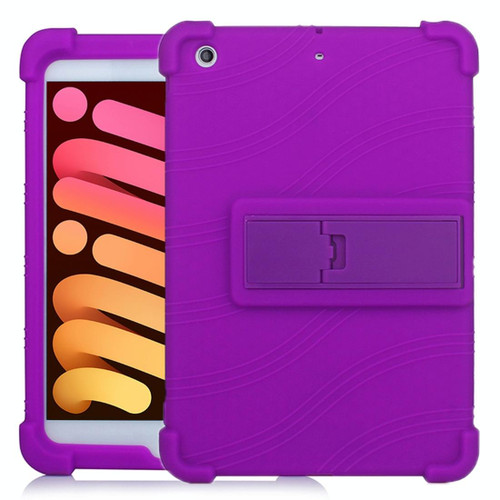 For iPad mini 3 / 2 / 1 Tablet PC Silicone Protective Case with Invisible Bracket(Purple)