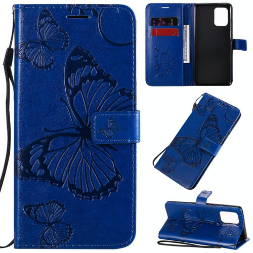 For Galaxy A91 / M80s / S10 Lite 3D Butterflies Embossing Pattern Horizontal Flip Leather Case with Holder & Card Slot & Wallet & Lanyard(Blue)