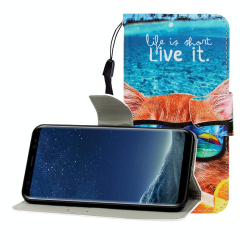For Galaxy S8 Plus Colored Drawing Horizontal Flip Leather Case with Holder & Card Slot & Wallet(Underwater Cat)