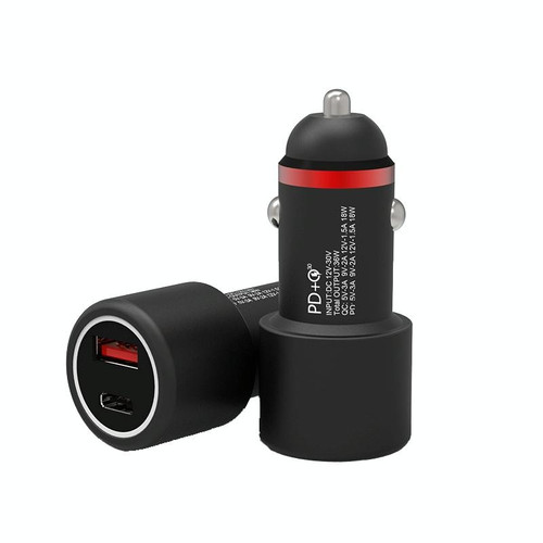 2 PCS Double USB QC3.0 36W Fast Charge Aluminum Alloy Intelligent Car Charger(Double QC Black)