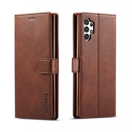 For Samsung Galaxy A13 4G LC.IMEEKE Calf Texture Leather Phone Case(Brown)