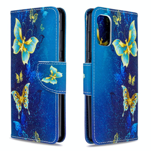 For Galaxy A41 Colored Drawing Horizontal Flip Leather Case with Holder & Card Slots & Wallet(Golden Butterfly)