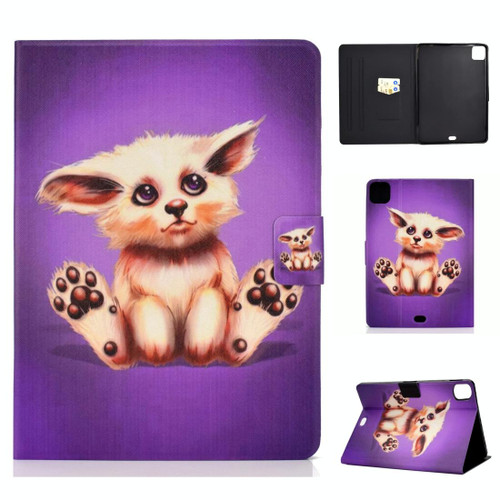 For iPad Pro 11 2020 Electric Pressed TPU Left and Right Open Flat Leather Tablet Case with Sleep Function & Card Buckle Anti-skid Strip(Golden Fox)