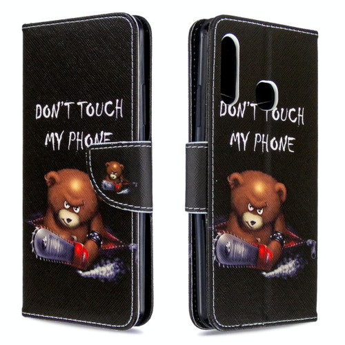 For Galaxy A70e Colored Drawing Pattern Horizontal Flip Leather Case with Holder & Card Slots & Wallet(Bear)