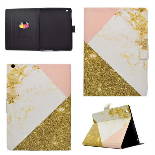 For iPad 5 / 6 Horizontal Flip Leather Case with Holder & Card Slot & Sleep / Wake-up Function(White Gold)