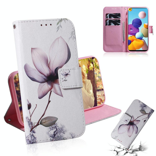 For Galaxy A21 3D Colored Drawing Horizontal Flip Leather Case with Holder & Card Slot & Wallet(Magnolia)