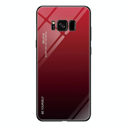 For Galaxy S8 Gradient Color Glass Case(Red)