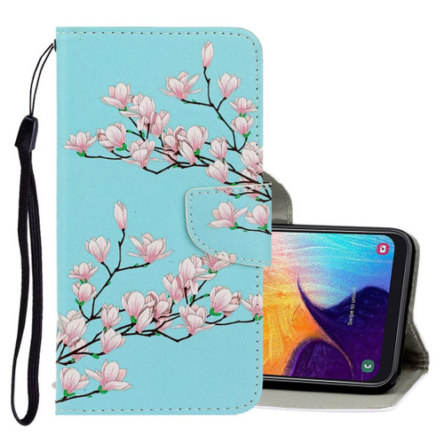 For Galaxy A40 3D Colored Drawing Horizontal Flip PU Leather Case with Holder & Card Slots & Wallet(Magnolia)