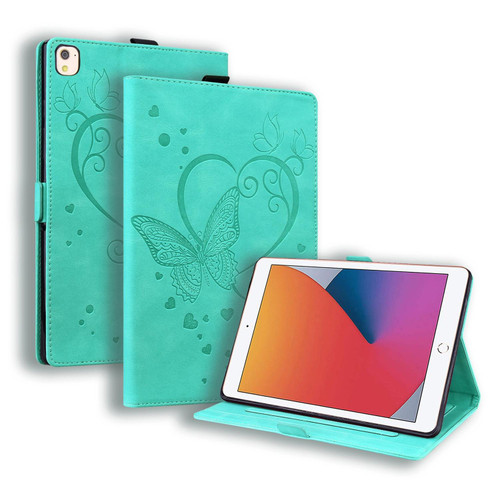 Love Butterfly Pattern For iPad 10.2 2021 / 2020 / 2019 Horizontal Flip Leather Case with Holder & Sleep / Wake-up Function / Air (2019) / 10.2 (2020)(Green)