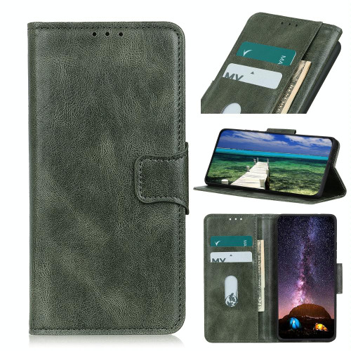 For OPPO Reno6 Pro+ 5G Mirren Crazy Horse Texture Horizontal Flip Leather Case with Holder & Card Slots & Wallet(Dark Green)