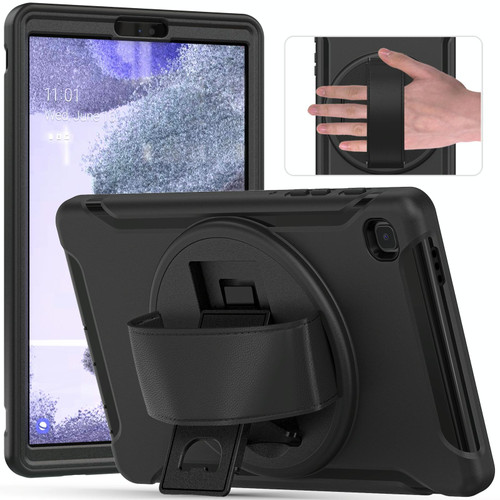 For Samsung Galaxy A7 Lite T220 / T225 360 Degree Rotation PC + TPU Protective Case with Holder & Hand-strap(Black)